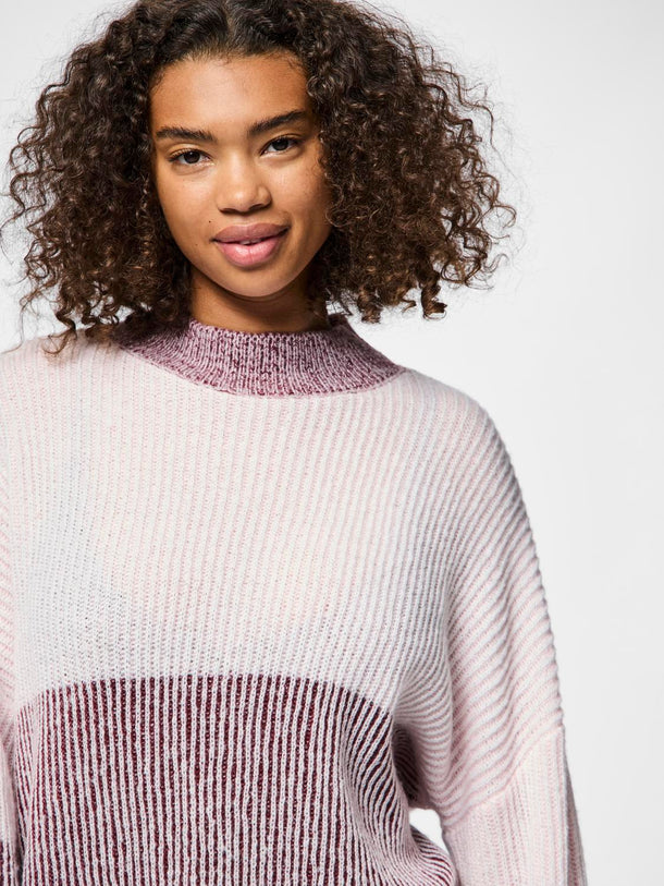 Product SWEATER NELLA - Tawny Port Detail:Pink-a-boo colorblock - Image 6