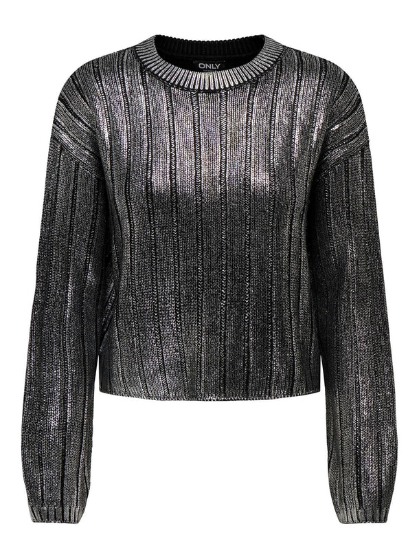 Product SWEATER KAMA - Black Detail:SILVER FOIL - Image 1