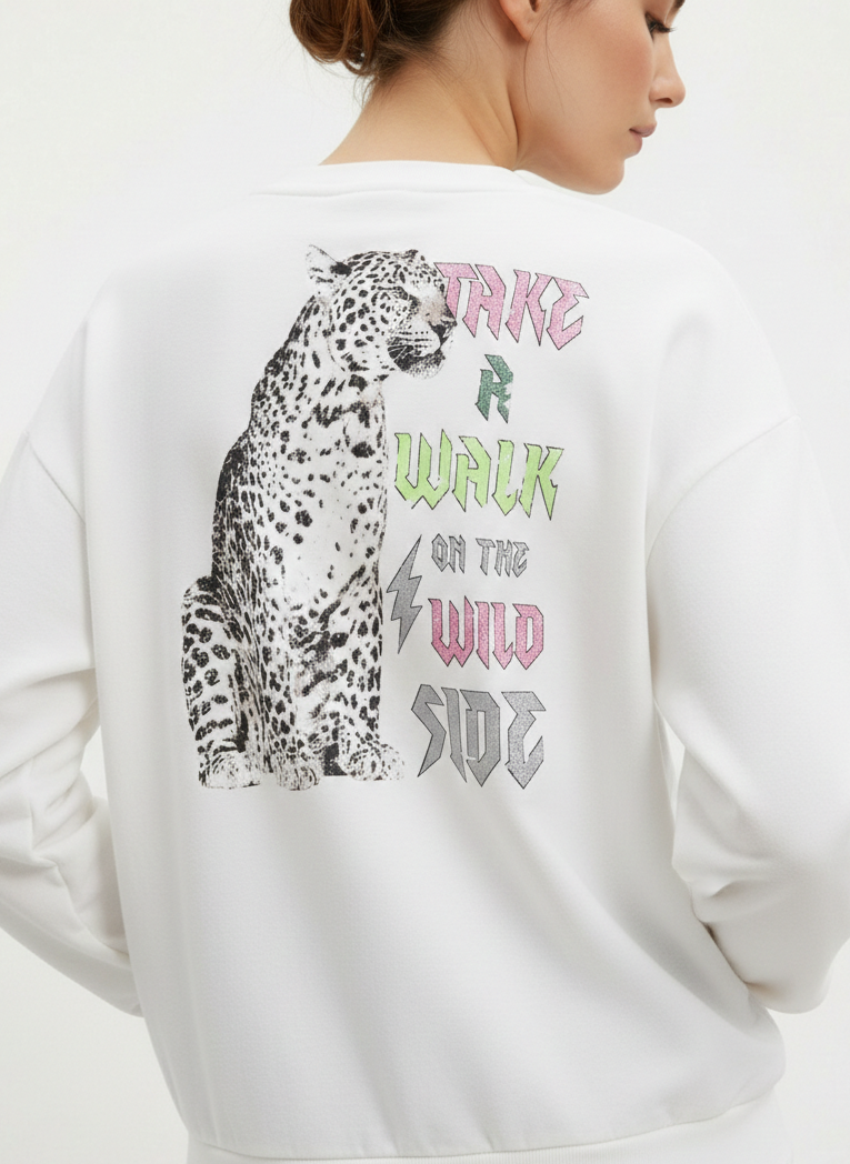 POLERÓN OVERSIZE ESTAMPADO INDA-Egret Print:Electric wild side