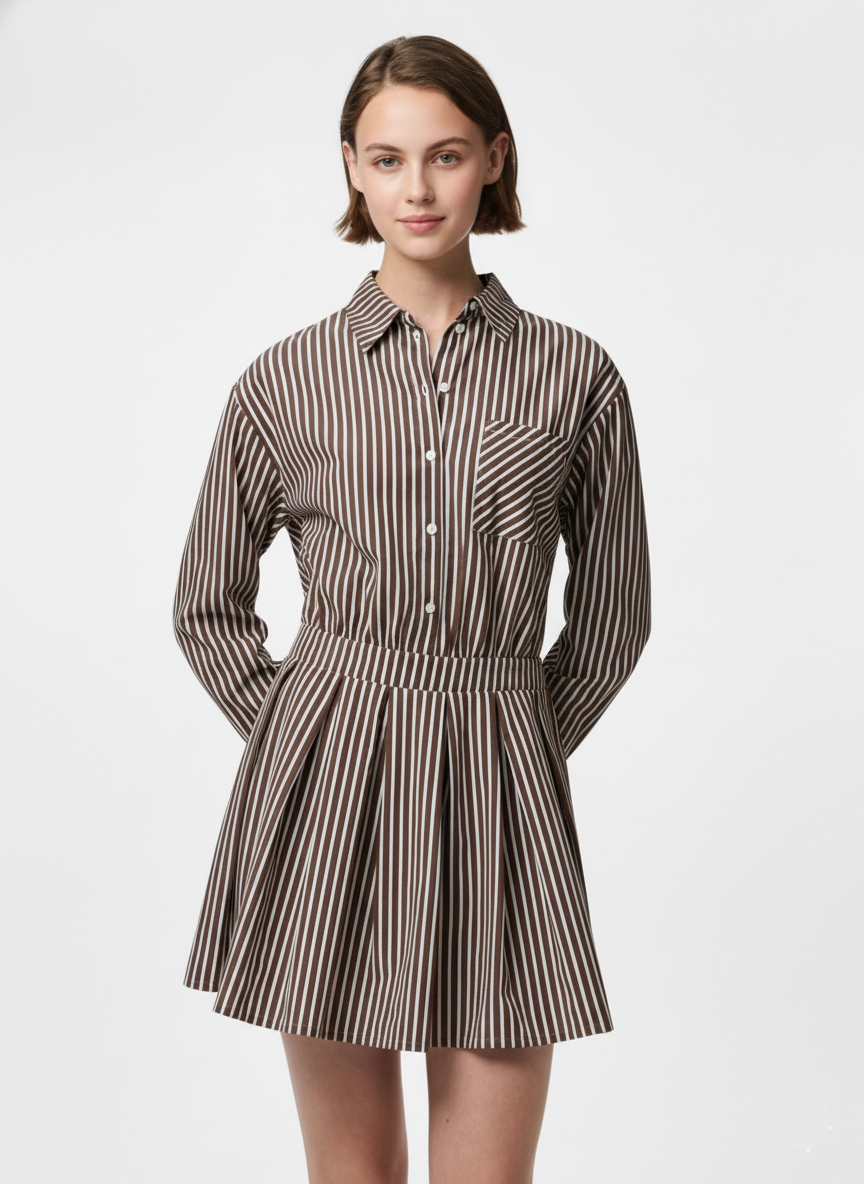 VESTIDO MINI RAYAS AIDA - Delicioso Stripes:COCONUT MILK