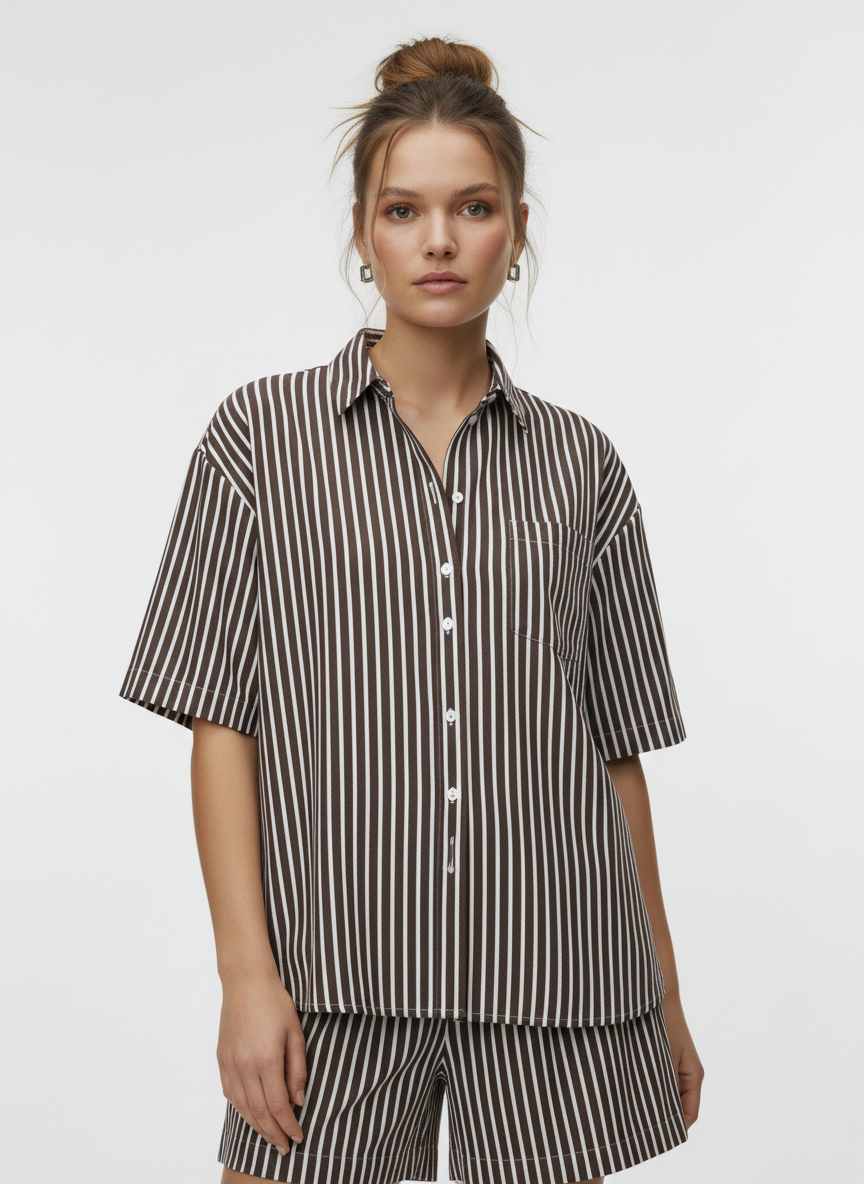 CAMISA RAYAS AIDA-Delicioso Stripes:COCONUT MILK
