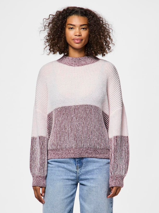 Product SWEATER NELLA - Tawny Port Detail:Pink-a-boo colorblock - Image 3