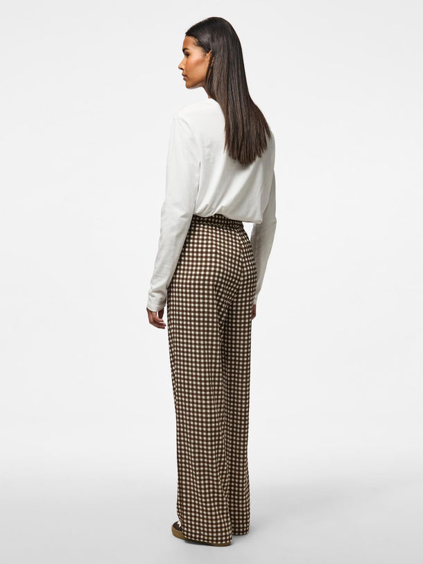 Product PANTALÓN DULLIE - Chicory Coffee Checks:White - Image 4