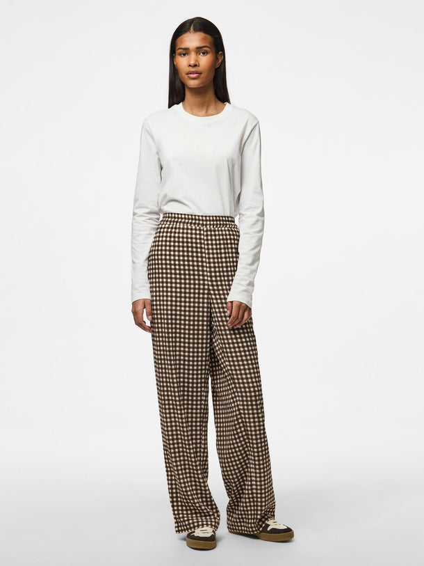Product PANTALÓN DULLIE - Chicory Coffee Checks:White - Image 7