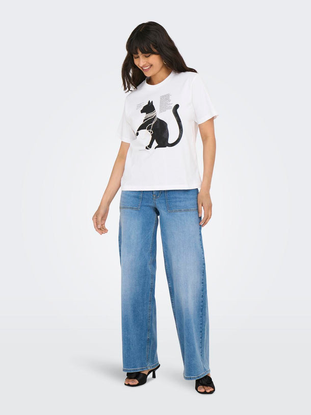 Product POLERA DONNA - Bright White Print:CAT - Image 2