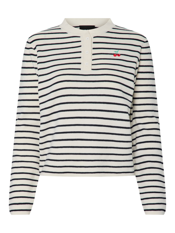 Product SWEATER SENNA - Cloud Dancer Stripes:MARITIME BLUE - Image 1