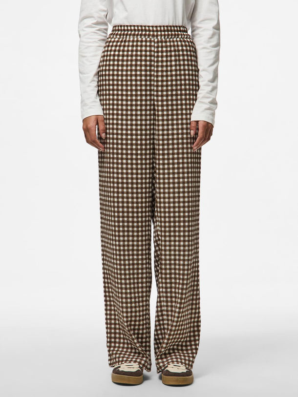 Product PANTALÓN DULLIE - Chicory Coffee Checks:White - Image 6