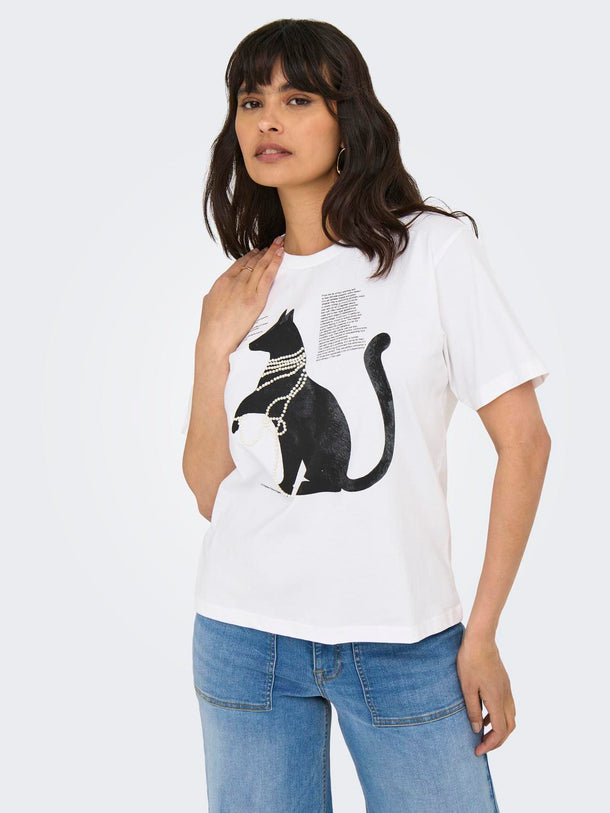 Product POLERA DONNA - Bright White Print:CAT - Image 6