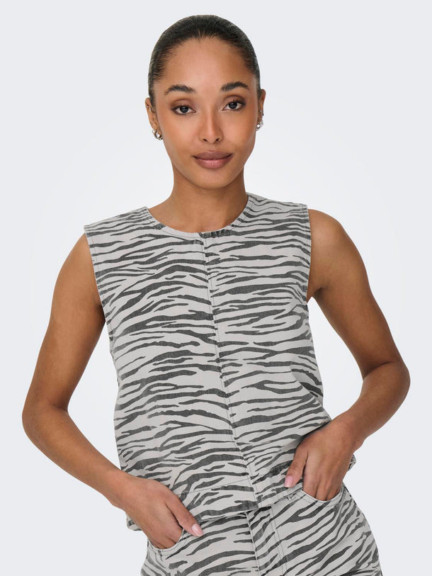Product TOP DORSI  - Light Grey Denim Print:ZEBRA - Image 6