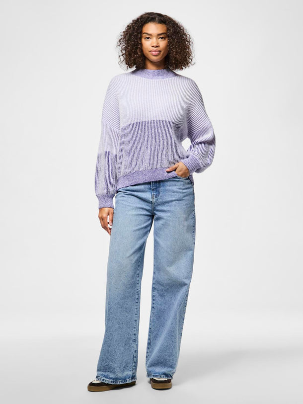 Product SWEATER NELLA - Ultra Violet Detail:Lavender colorblock - Image 3