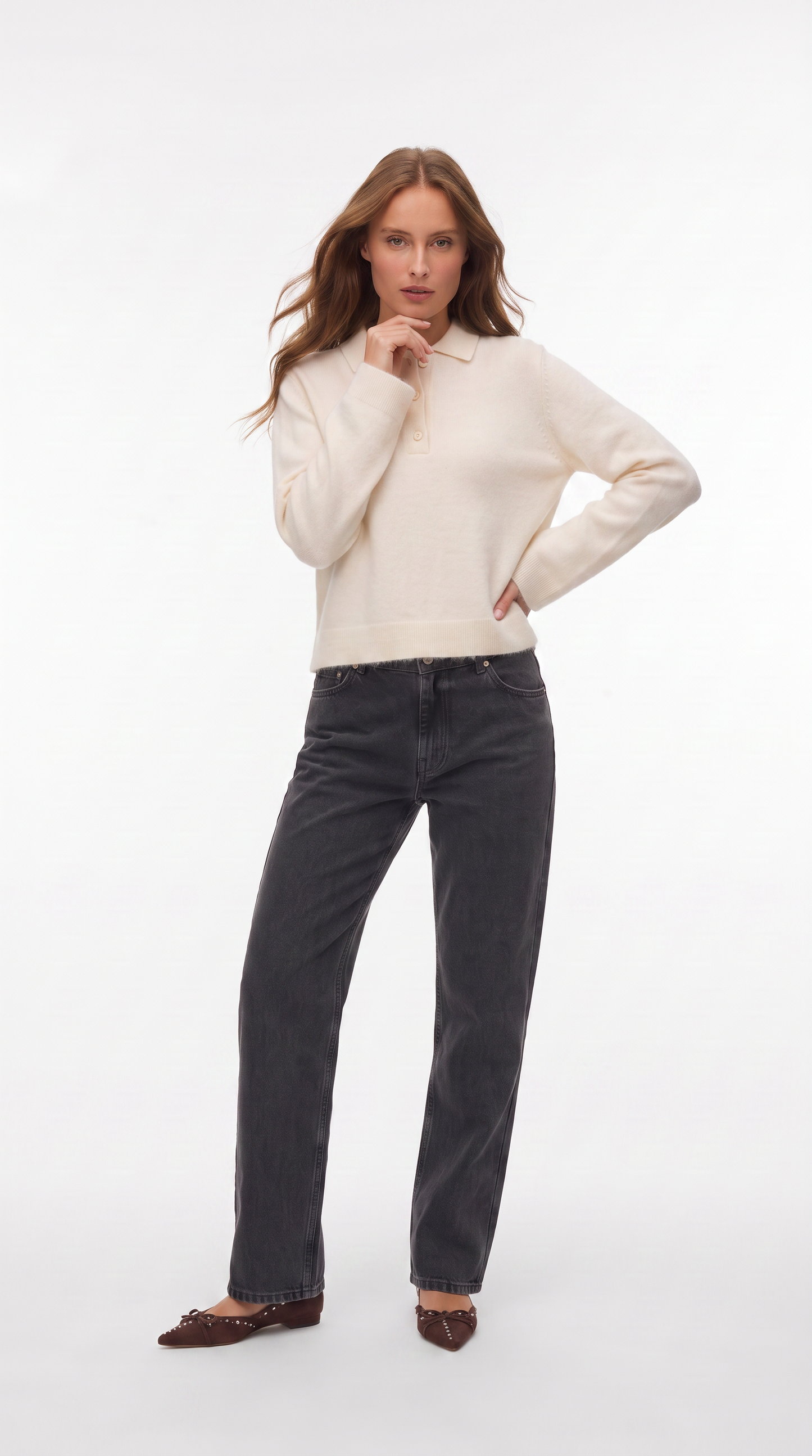JEAN MOM TIRO ALTO MARGA - Medium Grey Denim