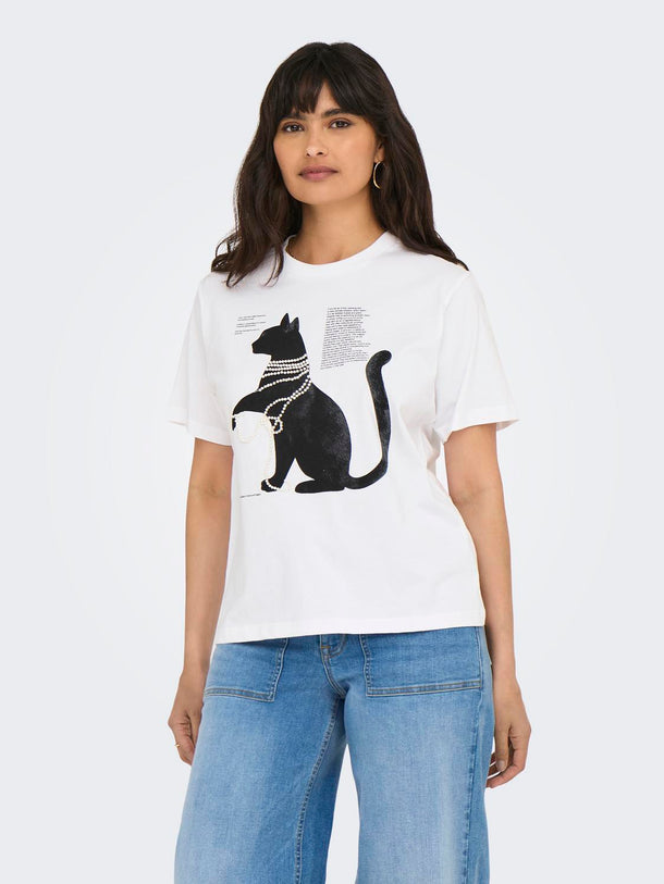 Product POLERA DONNA - Bright White Print:CAT - Image 1