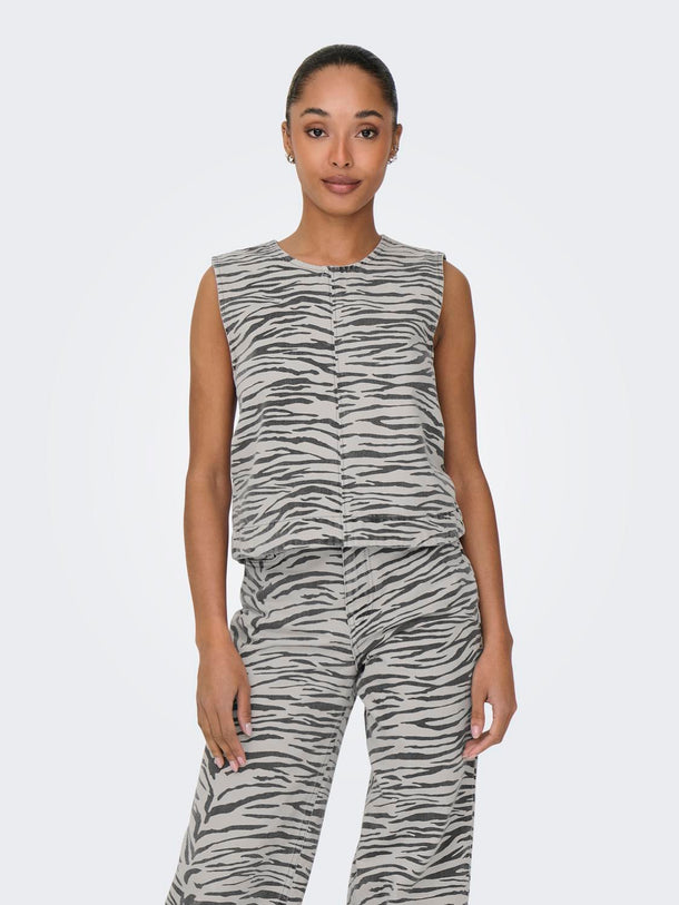 Product TOP DORSI  - Light Grey Denim Print:ZEBRA - Image 1