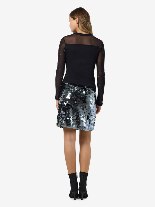 Product TOP MAYA - Black Detail:STUD MESH W. STONES - Image 2