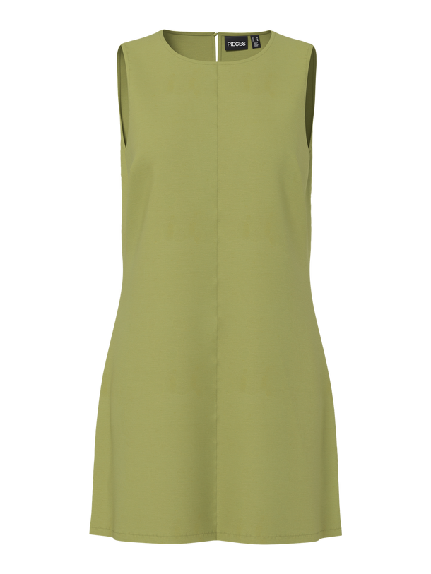 Product VESTIDO MINI LINO BUNNA-Green Olive Detail:Contrast stitching - Image 1