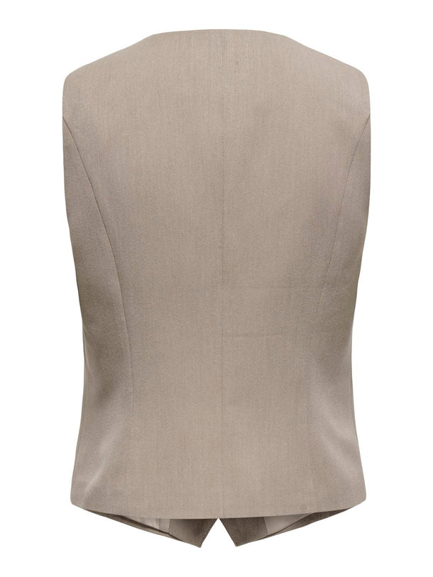 Product CHALECO SASTRERO CON BOTONES HATTIE-Taupe Gray Detail:MELANGE - Image 3