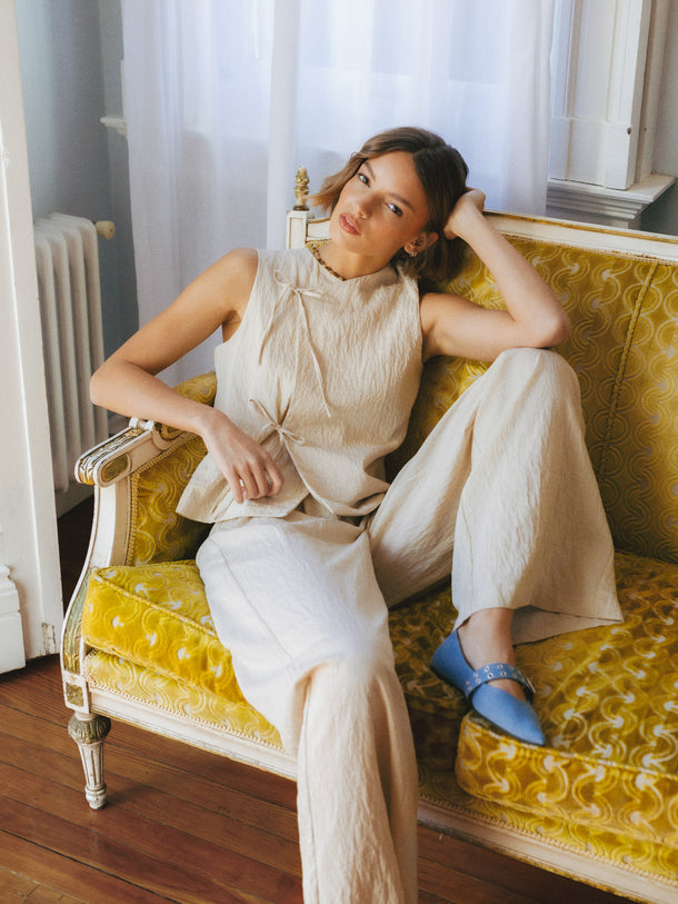 Product CHALECO SASTRERO LINO FEA-Oatmeal Detail:AS OFFER SAMPLE - Image 2