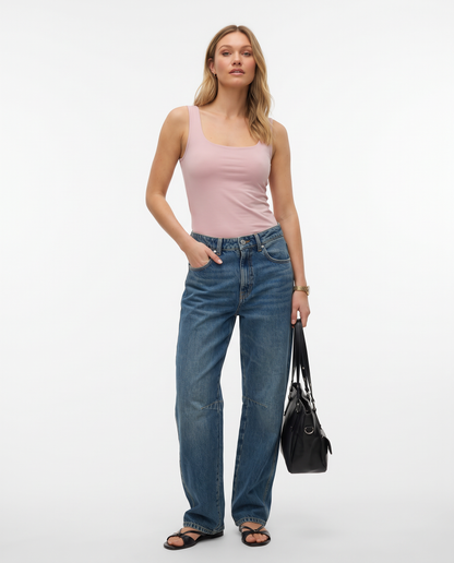 TOP SIN MANGAS CUELLO CUADRADO KARLA- - Mauve Chalk