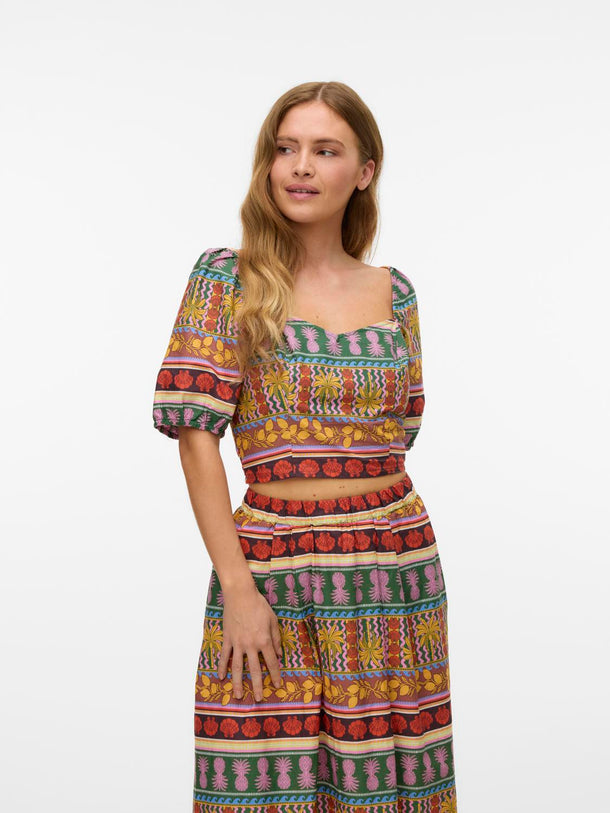 Product BLUSA CORTA CON MANGAS GLOBO TRU-Cloud Dancer AOP:TROPICAL PRINT - Image 1