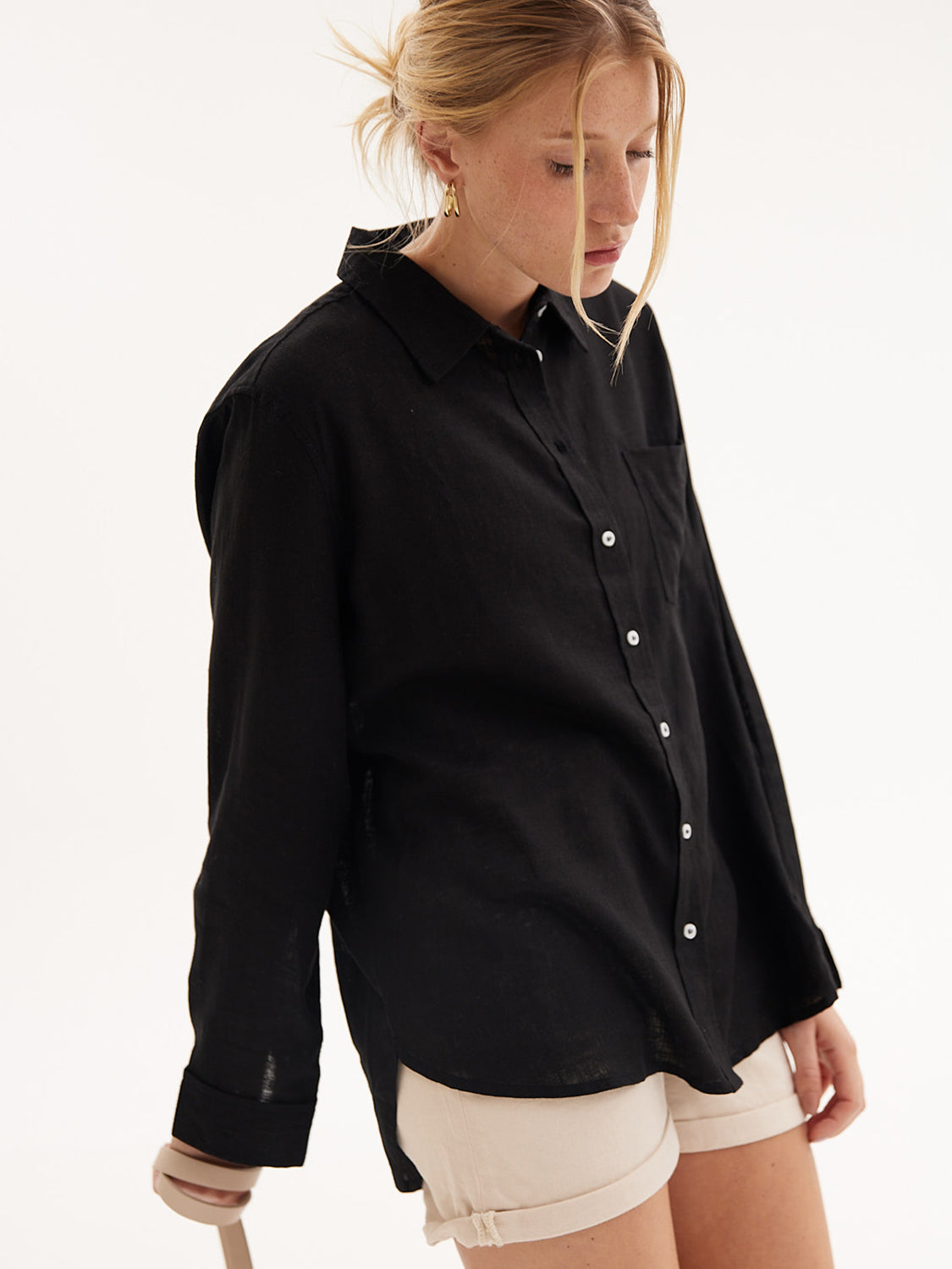 CAMISA TOKYO MEZCLA DE LINO - Black