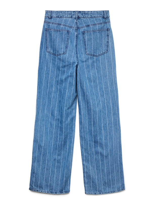 Product JEAN WIDE TIRO ALTO CON RAYAS KATHY-Medium Blue Denim Stripes:White - Image 5