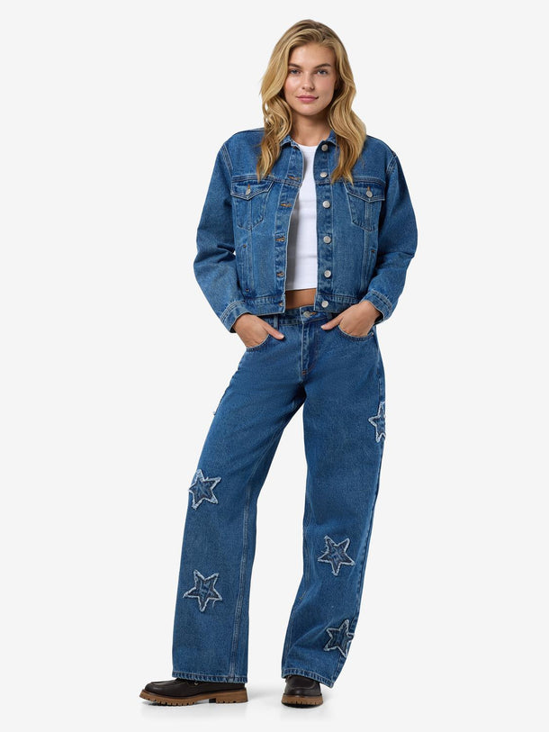 Product JEAN WIDE TIRO ALTO ESTRELLAS LONEL-Medium Blue Denim - Image 4
