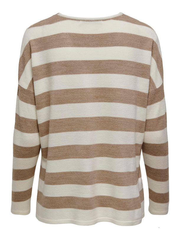 Product SWEATER TEJIDO BÁSICO AMALIA - Toasted Coconut Stripes:Cloud Dancer - Image 2