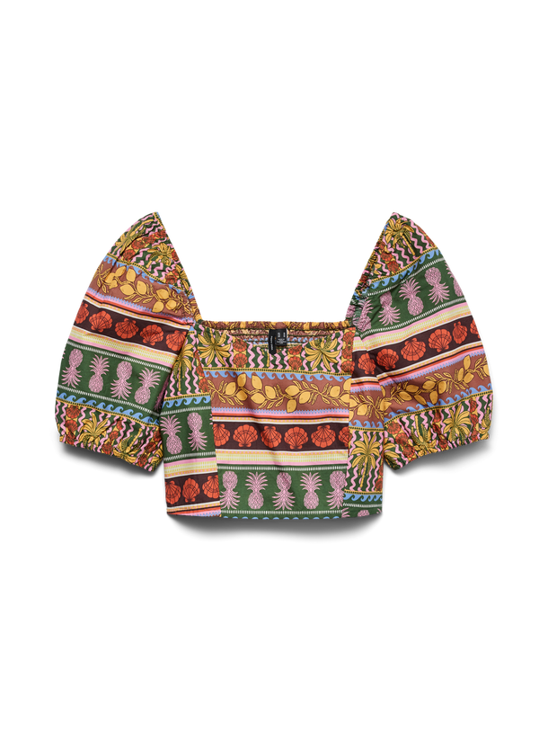 Product BLUSA CORTA CON MANGAS GLOBO TRU-Cloud Dancer AOP:TROPICAL PRINT - Image 4