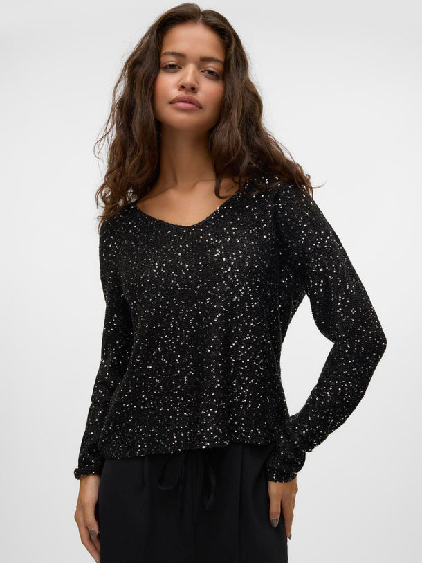 Product SWEATER LEILANI - Black Detail:W. SILVER SEQUINS - Image 5