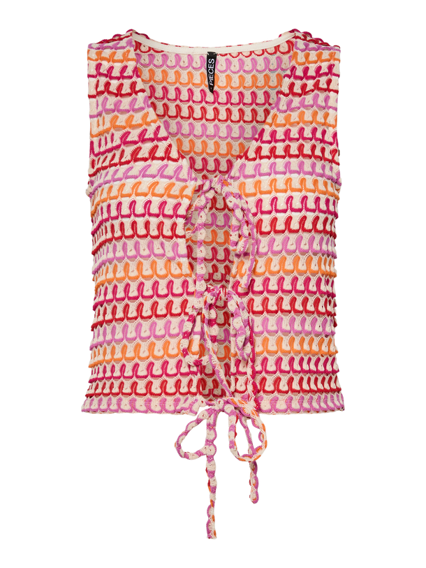 Product TOP DE CROCHET SIN MANGAS ANNI-Cloud Cream Pattern:PINK-ORANGE-RED - Image 1