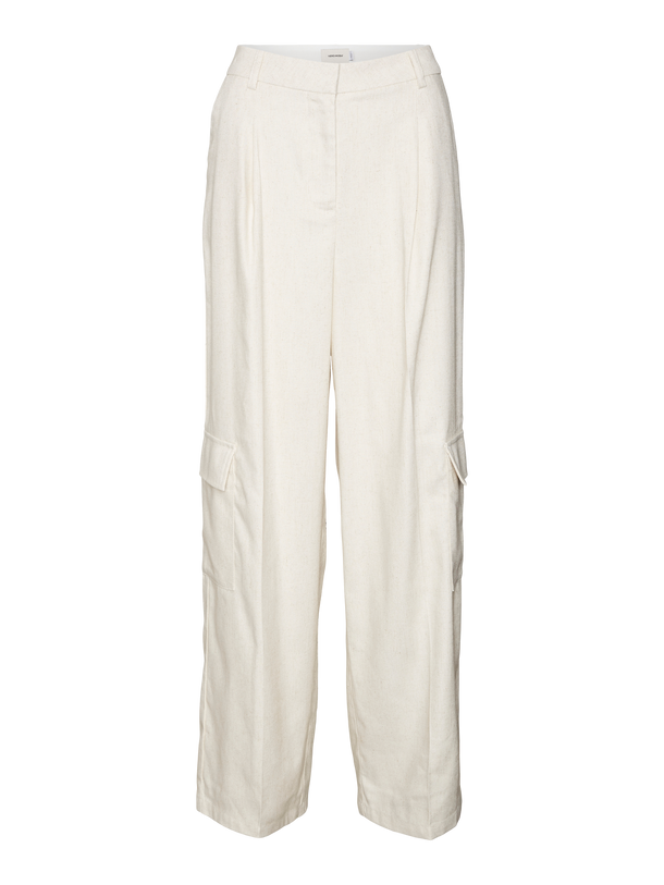 Product PANTALÓN CARGO LINO ANCHO FLORENCE - Birch Detail:MELANGE - Image 1