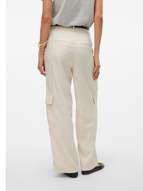 Product PANTALÓN CARGO LINO ANCHO FLORENCE - Birch Detail:MELANGE - Image 4