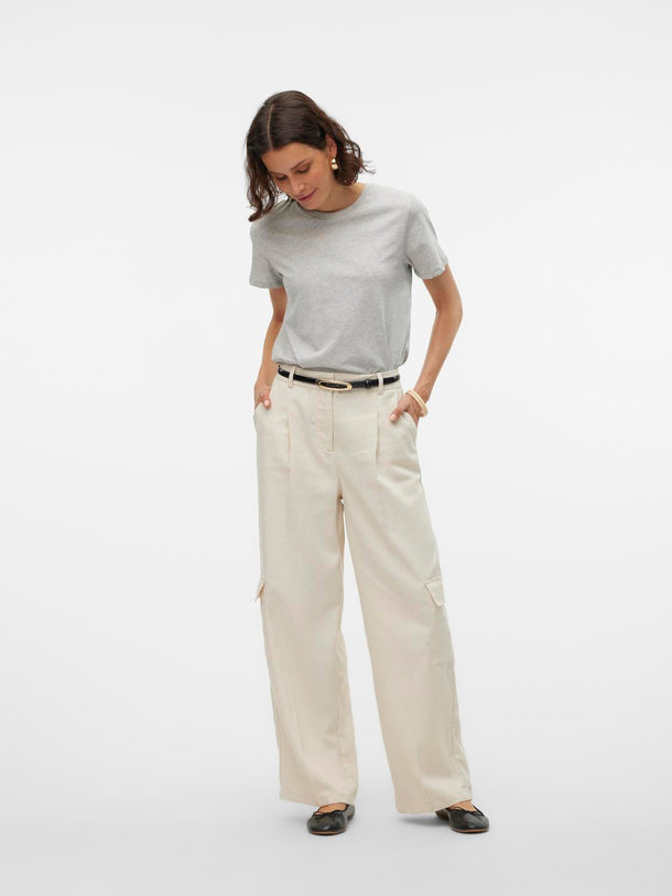 Product PANTALÓN CARGO LINO ANCHO FLORENCE - Birch Detail:MELANGE - Image 2