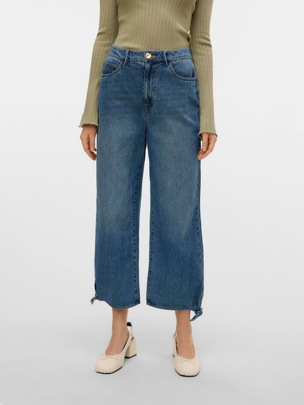 Product JEAN WIDE CROPPED TIRO ALTO KATHY-Medium Blue Denim - Image 1