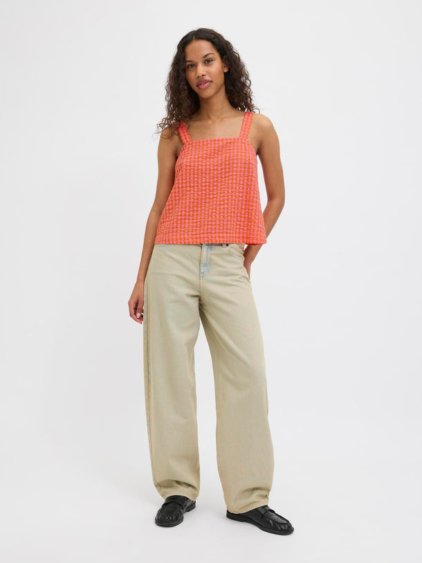 Product TOP CON ESCOTE CUADRADO PETRA-Persimmon Orange Checks:Morning Glory - Image 5