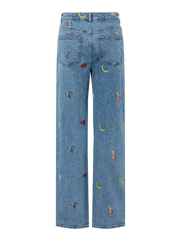 Product JEAN STRAIGHT TIRO ALTO DISEÑO BORDADO JIDI-Medium Blue Denim - Image 5