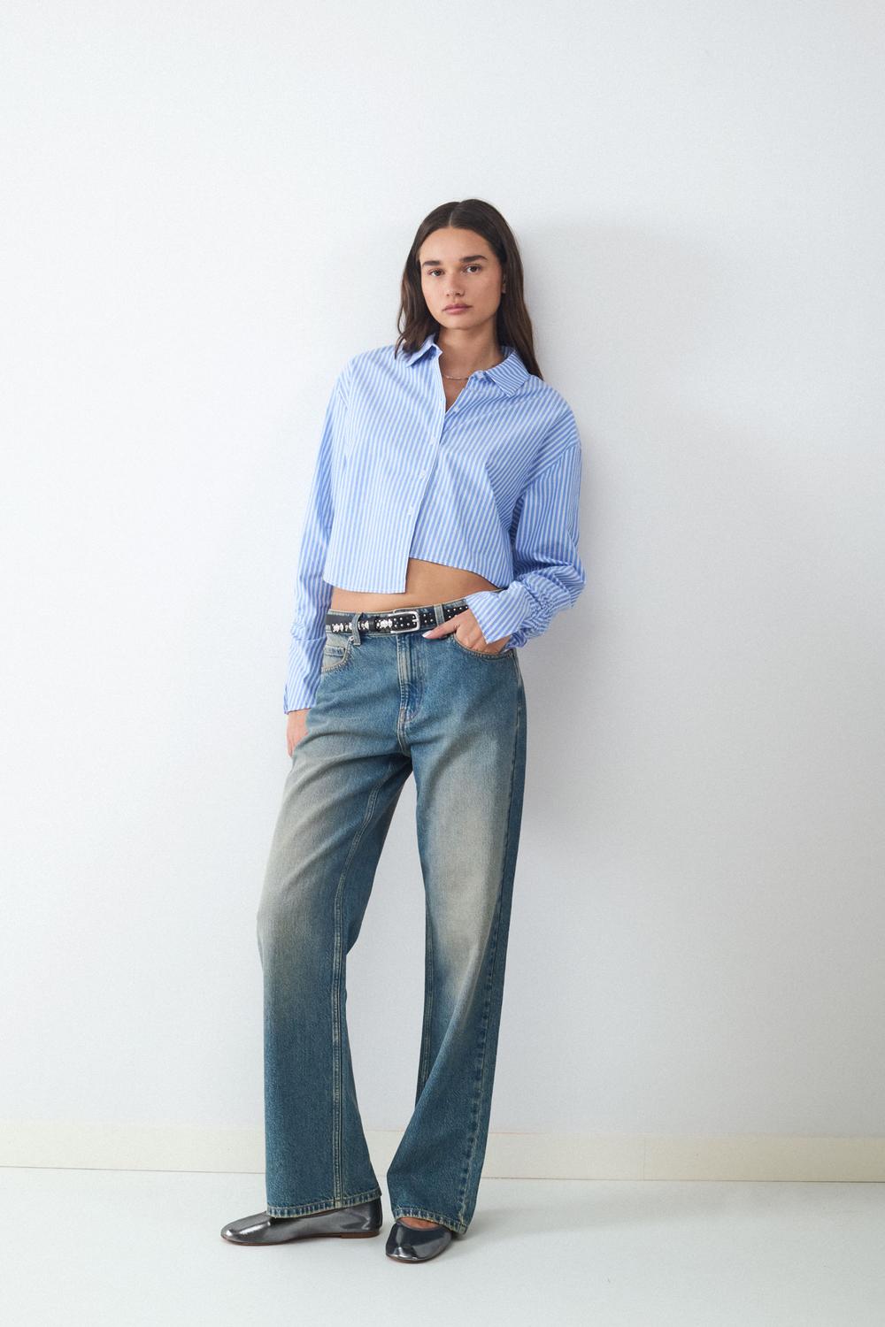 JEAN STRAIGHT MID RISE BMK-Vintage Dark Blue Denim