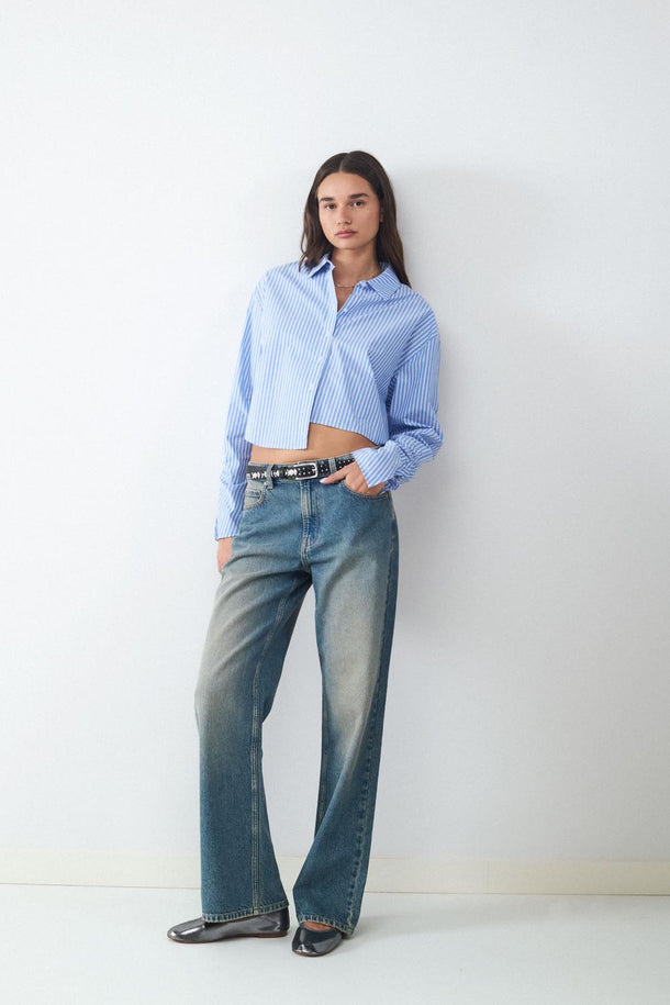 Product JEAN STRAIGHT MID RISE BMK-Vintage Dark Blue Denim - Image 2