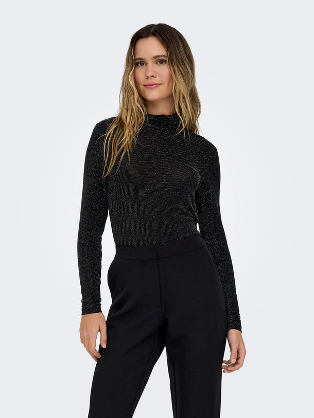 Product TOP CLARA - Black Detail:SILVER GLITTER - Image 2