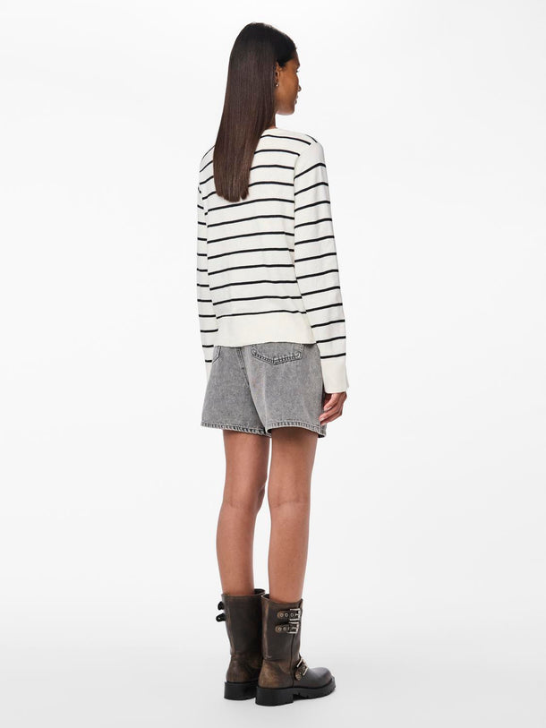 Product SWEATER JOY - Cloud Dancer Stripes:BLACK - Image 4