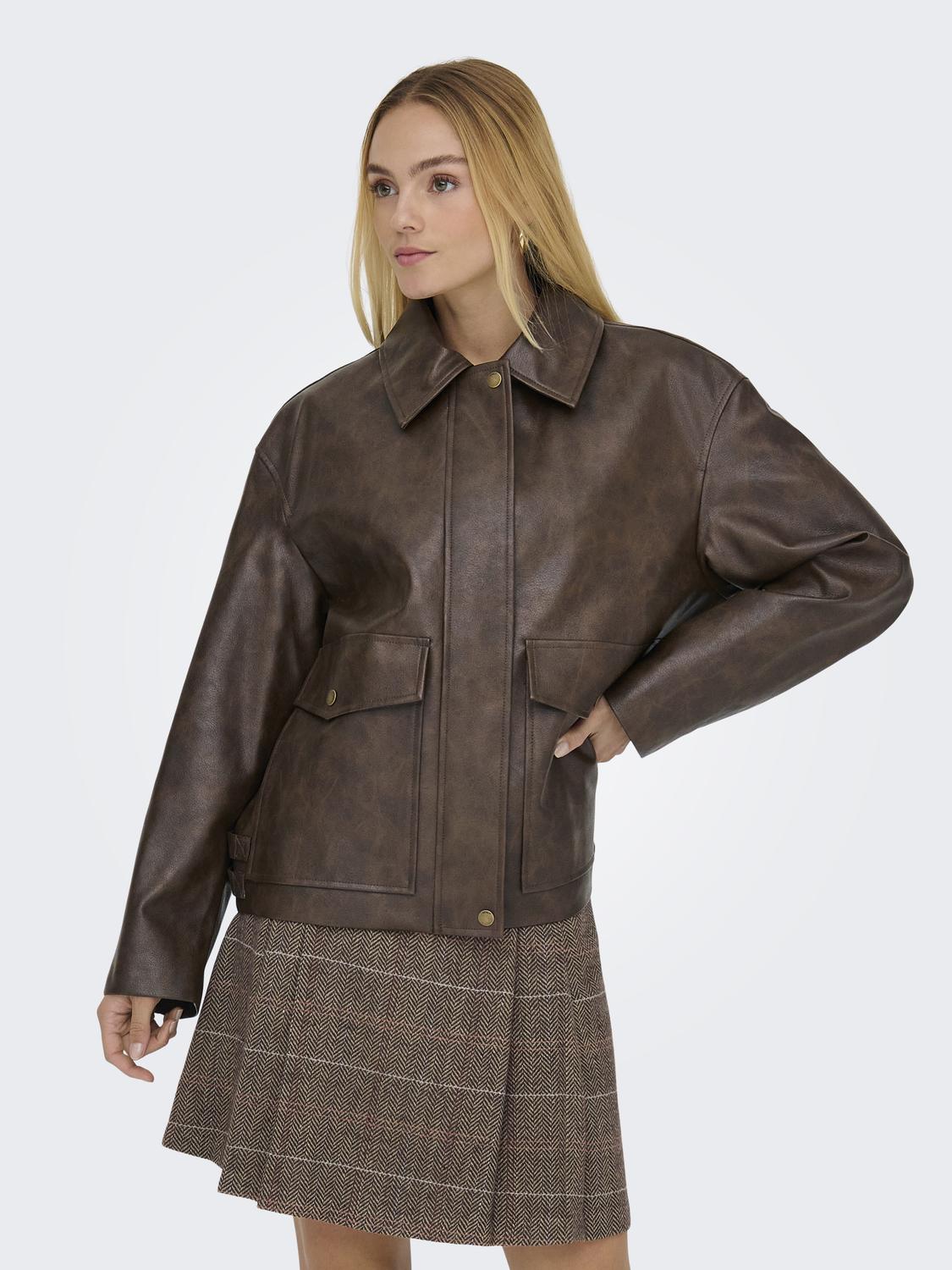 CHAQUETA EFECTO CUERO JASMIN-Bitter Chocolate – ONLY CHILE