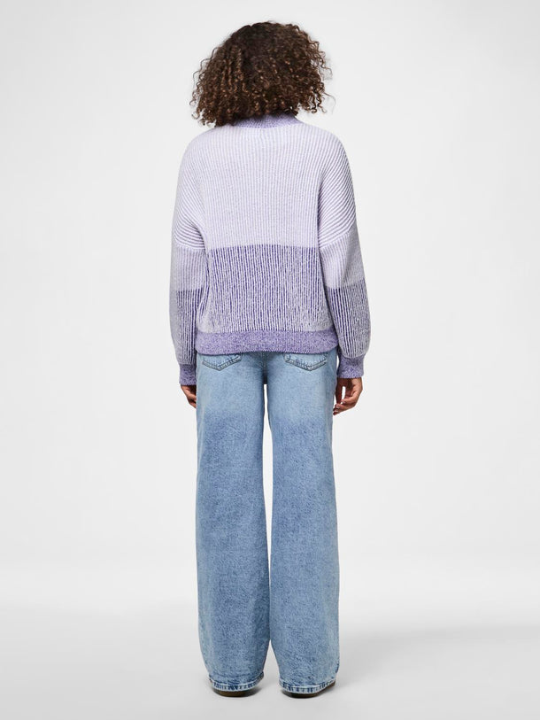 Product SWEATER NELLA - Ultra Violet Detail:Lavender colorblock - Image 3