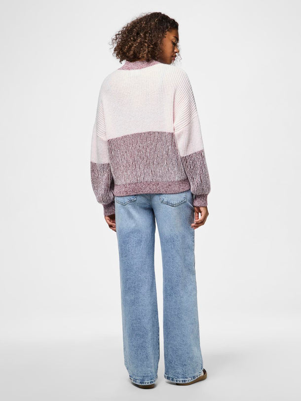Product SWEATER NELLA - Tawny Port Detail:Pink-a-boo colorblock - Image 3