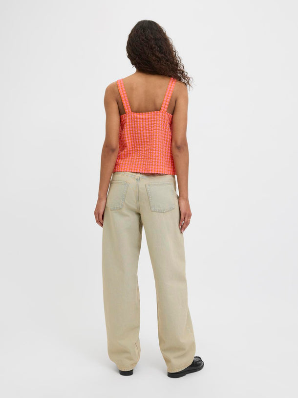 Product TOP CON ESCOTE CUADRADO PETRA-Persimmon Orange Checks:Morning Glory - Image 6