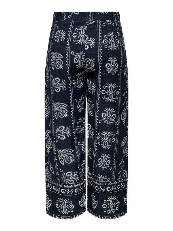 Product PANTALÓN CROPPED LINO ESTAMPADO SOLAR-Total Eclipse AOP:CLOUD DANCER FLOWER - Image 2