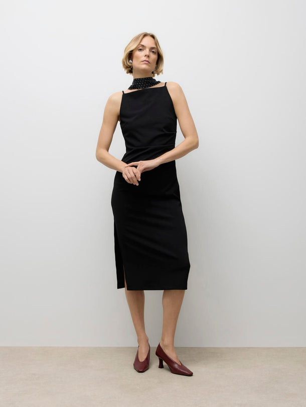 Product VESTIDO MIDI CON TAJO SAGE-Black - Image 3