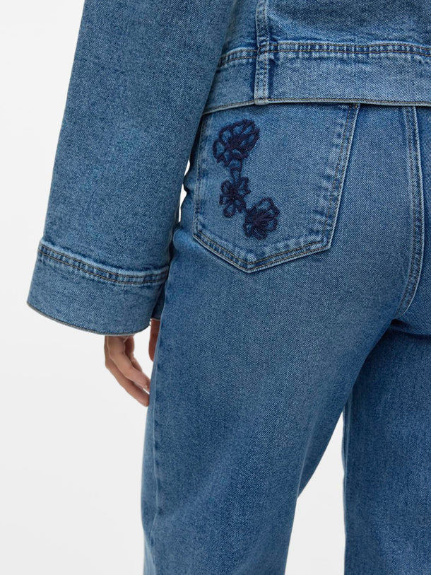 Product JEAN WIDE TIRO ALTO KATHY-Medium Blue Denim Detail:EMBROIDERY - Image 2