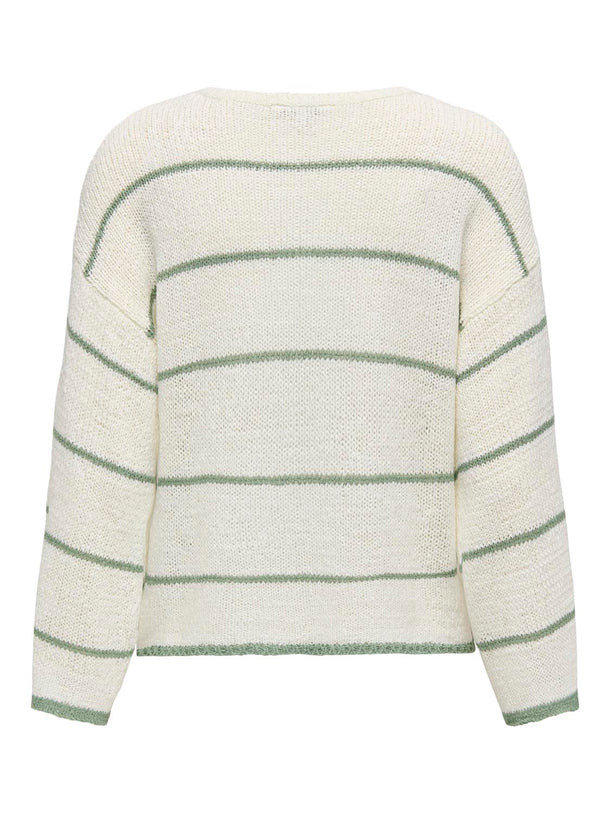 Product SWEATER GEENA - Cloud Dancer Stripes:Hedge Green - Image 2