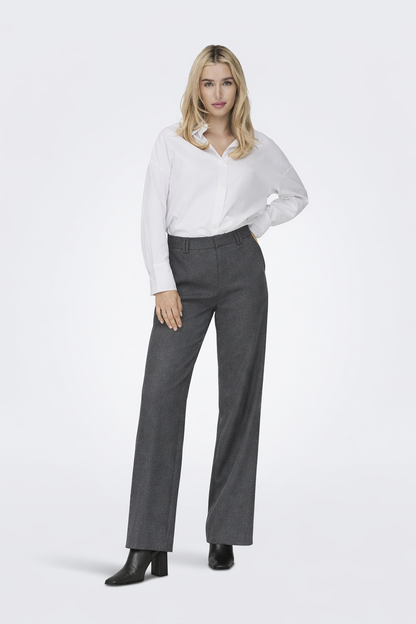 PANTALÓN SASTRERO WIDE TIRO ALTO LELLY-Dark Grey Melange Detail:KONG