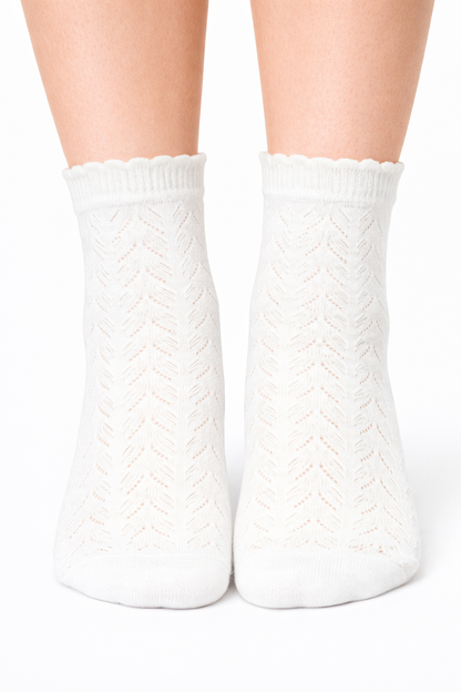 CALCETINES VOLADOS OLIVIA - Cloud Dancer Detail:POINTELLE PATTERN